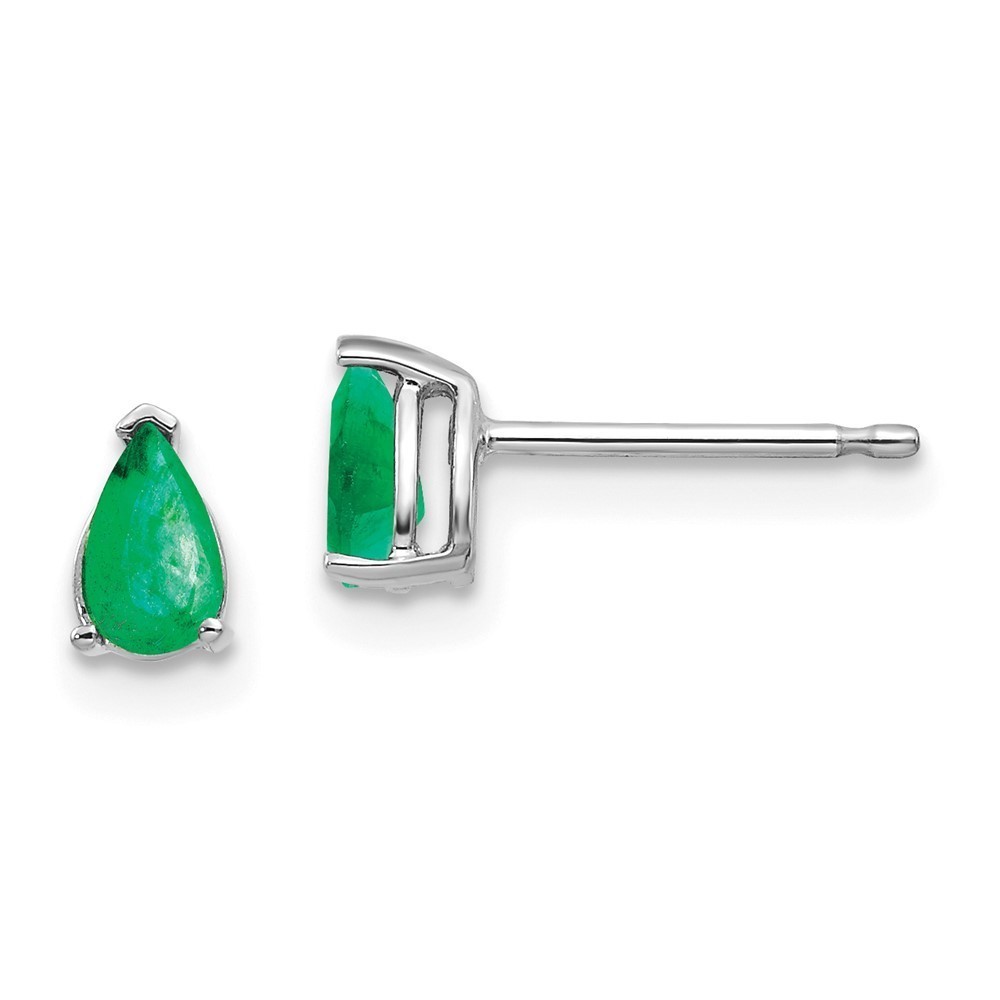 Million Charms 14k White Gold Green Emerald Earrings